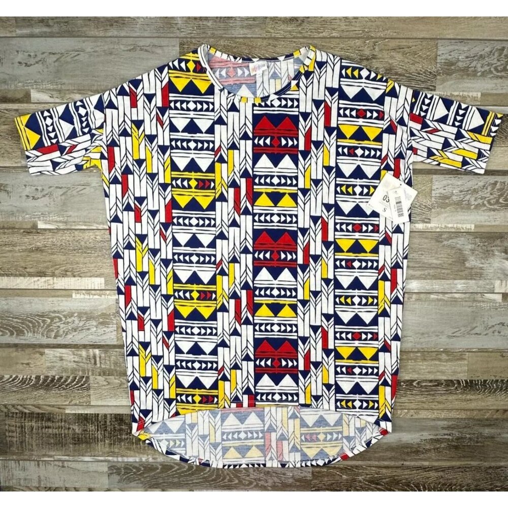 Lularoe Irma Small NWT white yellow red short sleeve